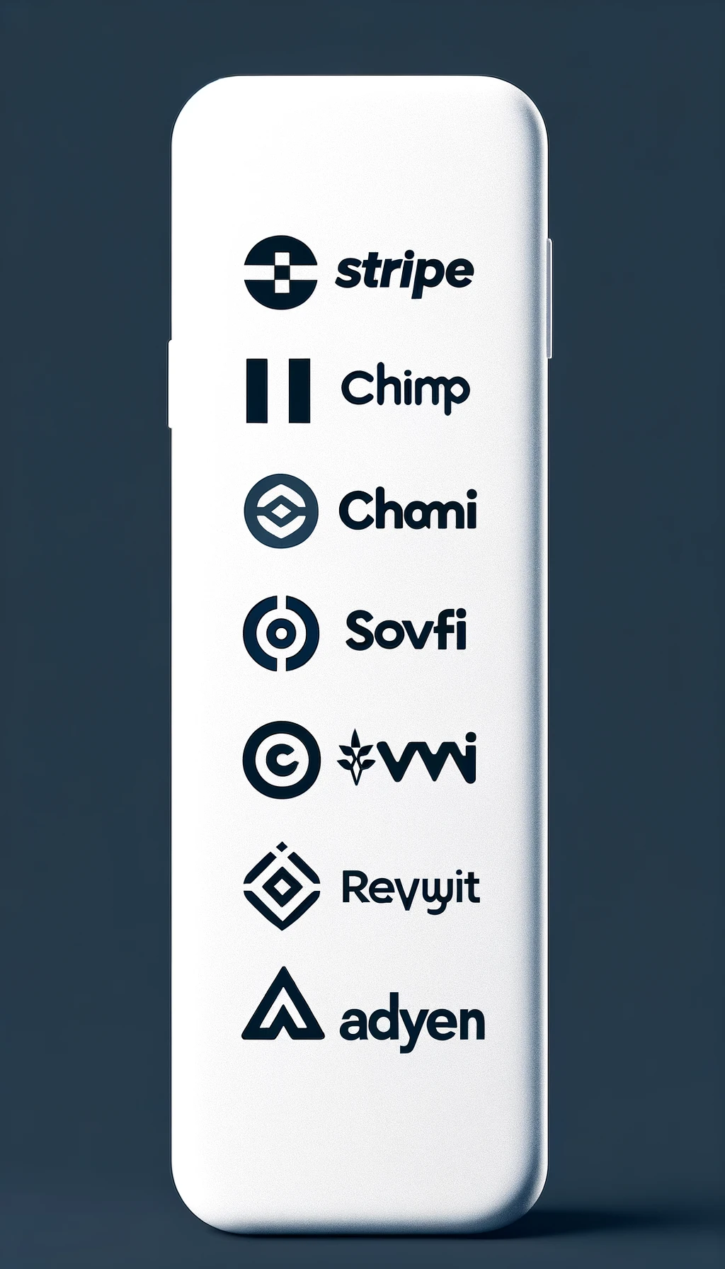 DALL·E 2024-02-21 00.42.15 - Create a minimalistic tall graphic banner featuring only the logos of the top fintech companies in a column, including Stripe, Chime, SoFi, Revolut, a DALL·E 2024-02-21 00.42.15 - Create a minimalistic tall graphic banner featuring only the logos of the top fintech companies in a column, including Stripe, Chime, SoFi, Revolut, a